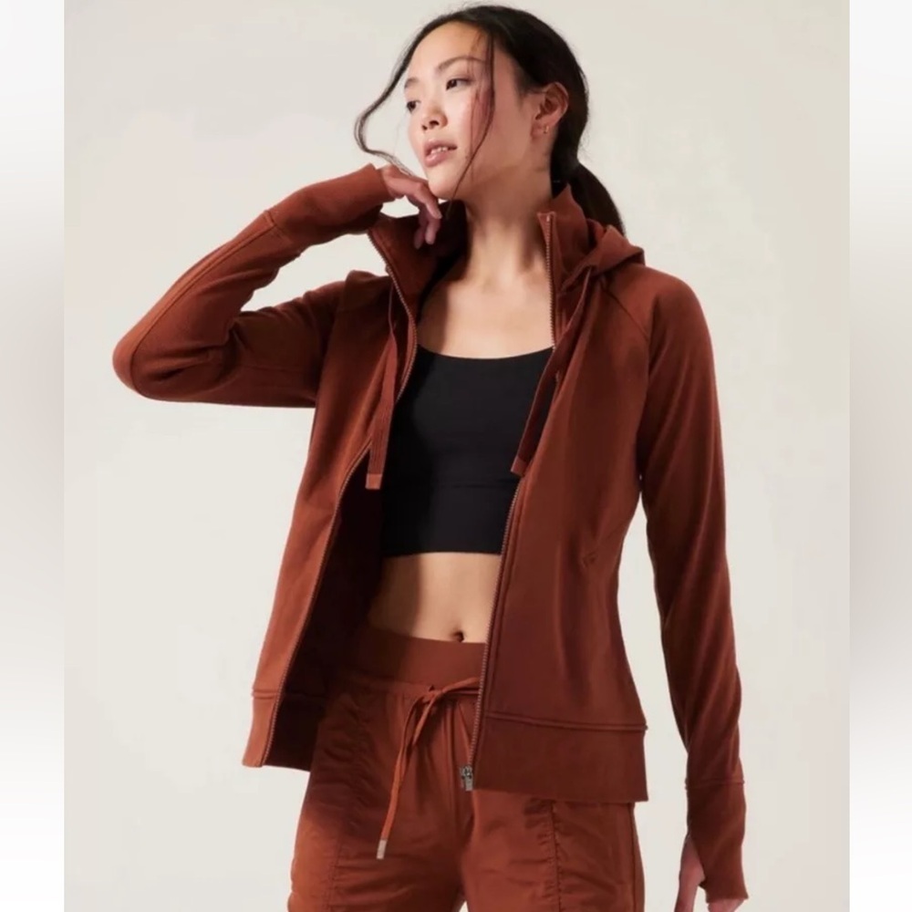 Athleta Triumph Hoodie Full Zip Sweatshirt, Ancient Mahogany- Women’s 1X